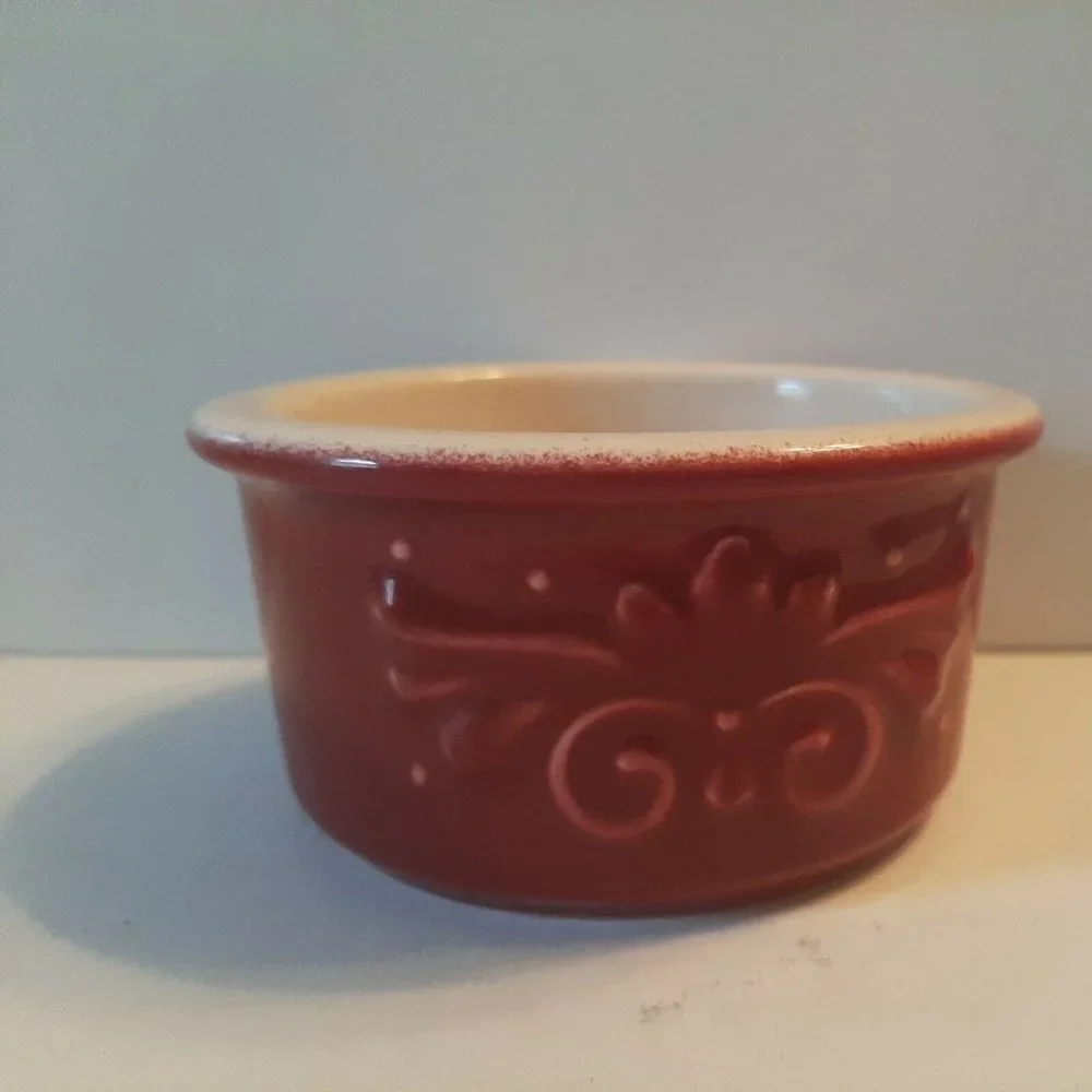 Red White Pfaltzgraff Ramekin Stoneware Dish